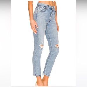 Agolde high rise straight crop jeans in escalate